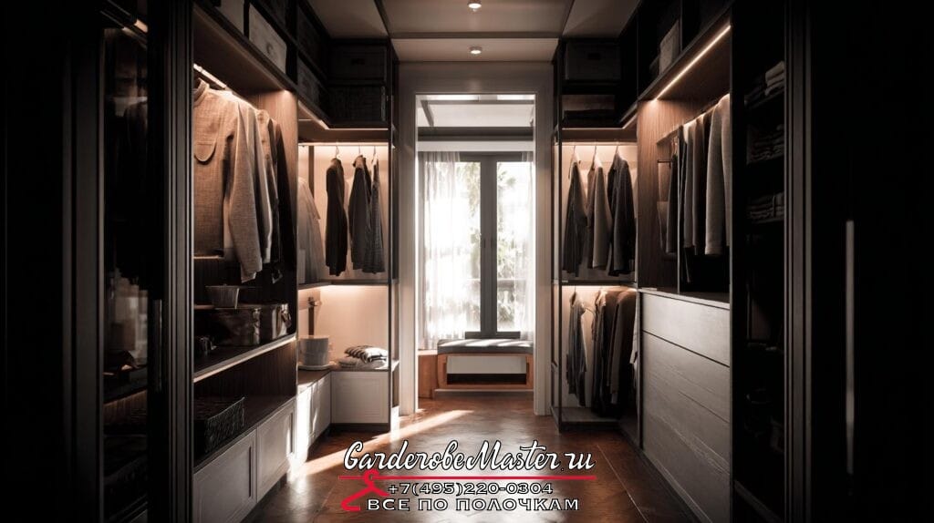 Гардеробная система в проходной комнате