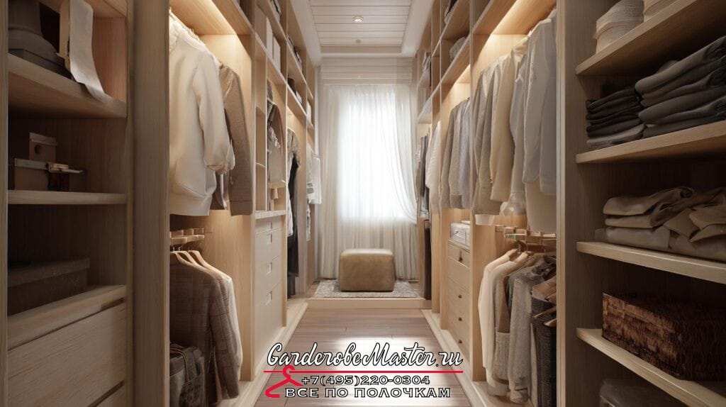 Гардеробная система в проходной комнате