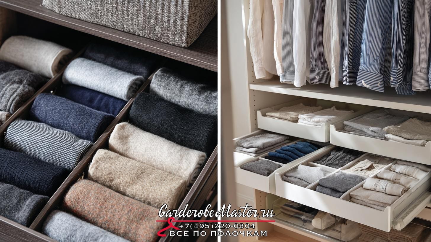 Гардеробная система• куда девать бельё и носки в гардеробной ➜ боль клиента: всё валяется, нет удобных ящиков ➜ заголовок статьи: Гардеробная комната с выдвижными секциями: мелочи, которые определяют удобство. Два коротких совета для настоящей «тихой» гардеробной комнаты Гардеробная система