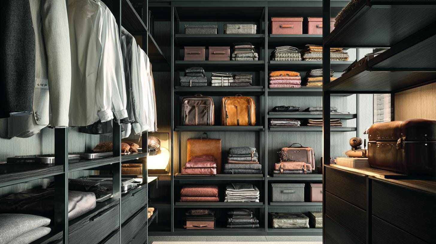 Anodized aluminum profile provides maximum access to items in wardrobe systems, with examples from Poliform, Rimadesio, Mixal, RaumPlus.фото