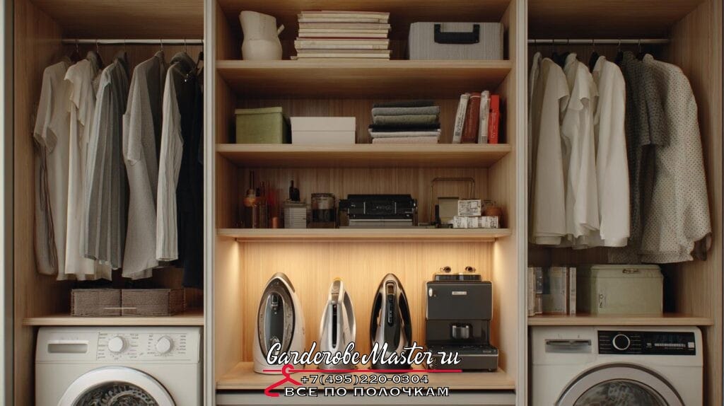Гардеробная система с местом для техники
