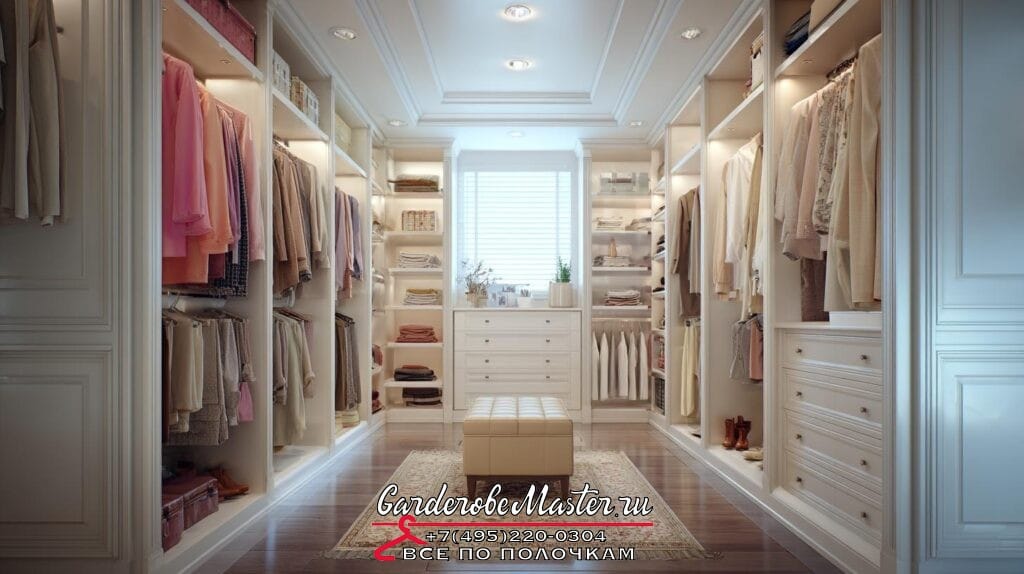 Гардеробная система в проходной комнате