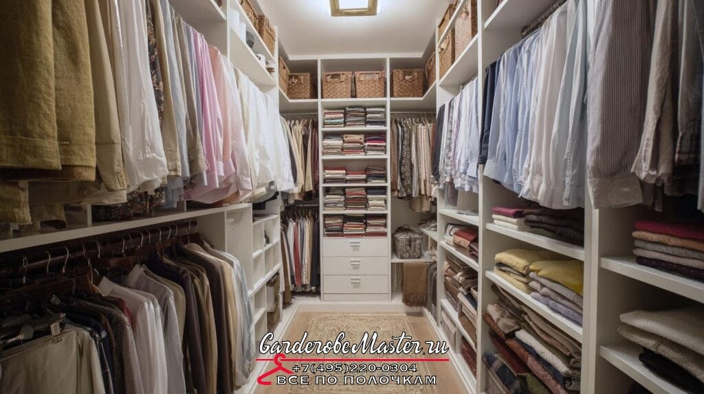 Гардеробная система в проходной комнате