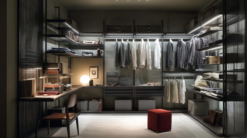 освещение в модульной гардеробной системе