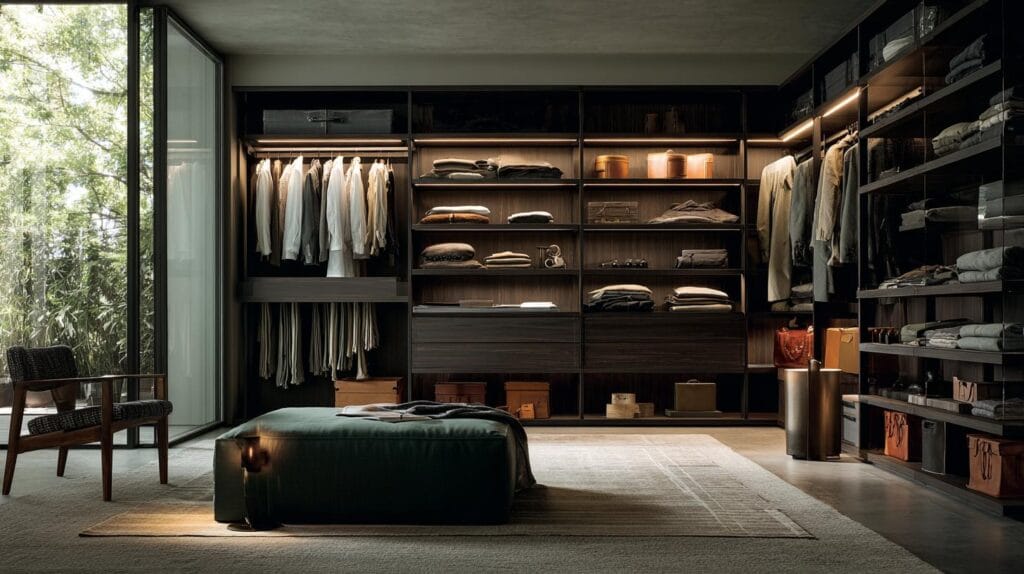 Открытая гардеробная система как часть архитектуры вашего дома