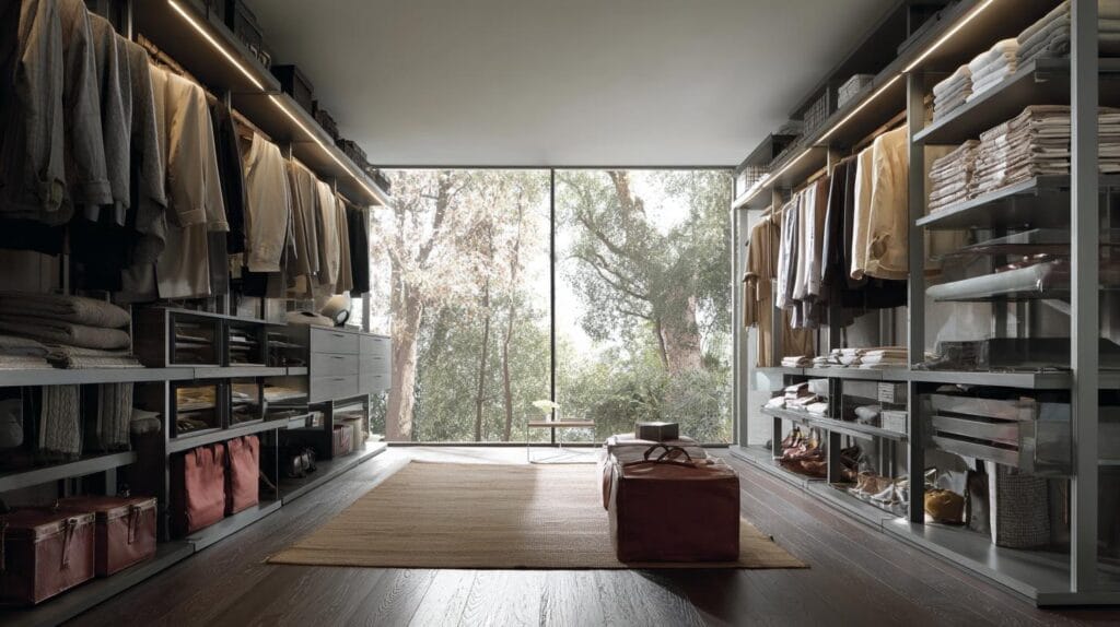 Открытая гардеробная система как часть архитектуры вашего дома