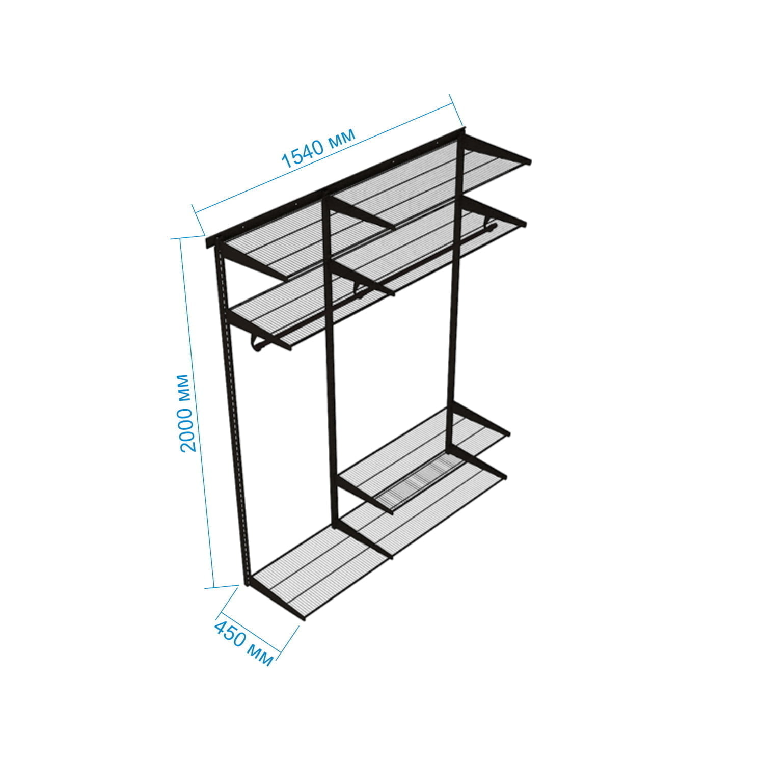 Гардеробная система №10 в сером — спокойный тон и сбалансированная организация
