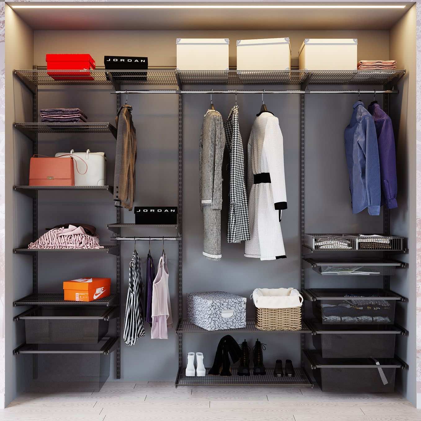 Встроенная гардеробная Аристо 260×45×230 — практичная система хранения для прихожей и гостиной