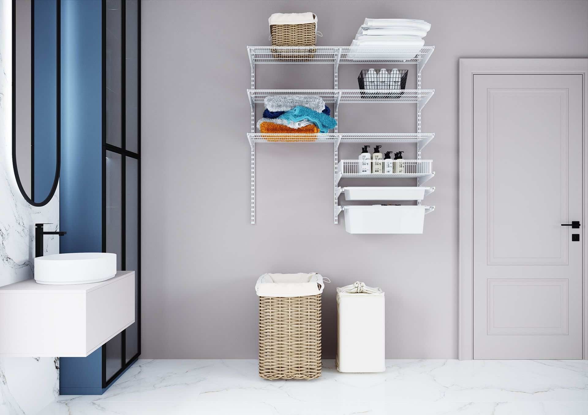Полки и корзины для ванной ARISTO — комплект для удобного размещения белья и аксессуаров