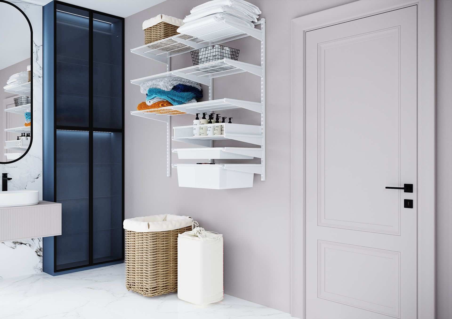 Полки и корзины для ванной ARISTO — комплект для удобного размещения белья и аксессуаров