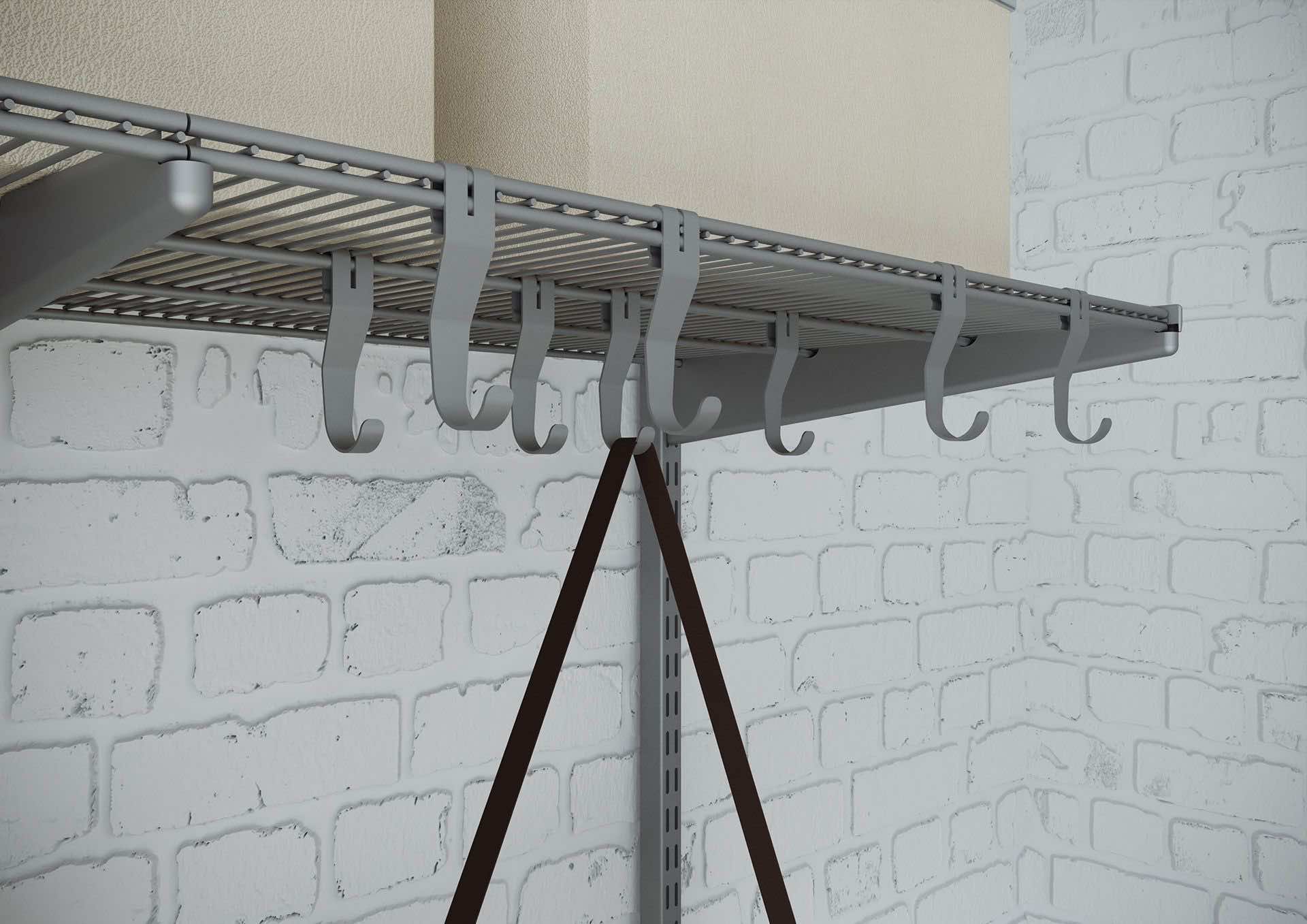 Угловая гардеробная ARISTO 230×130×230 — металлическая система с регулируемыми полками