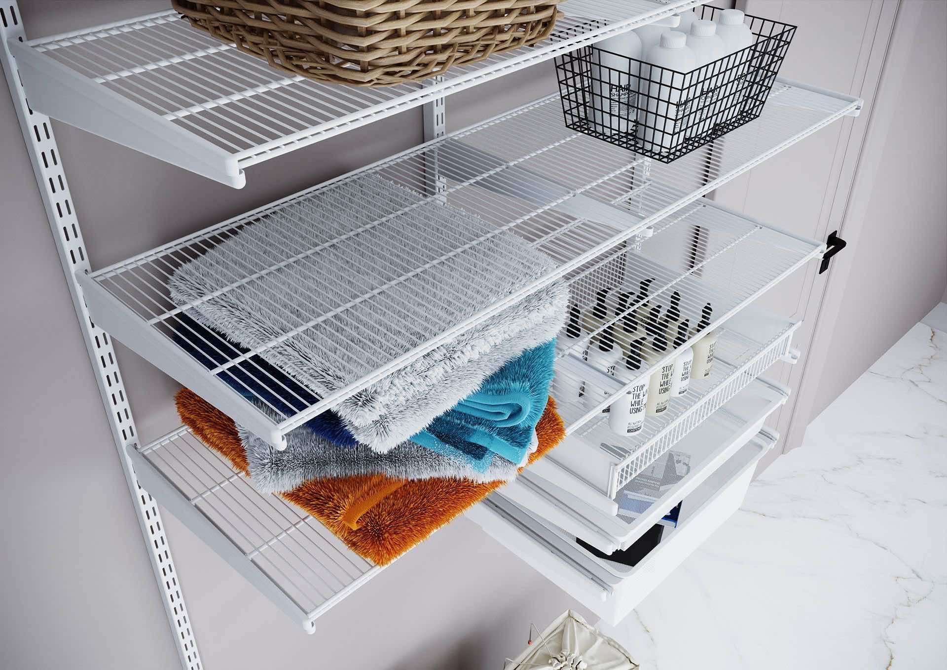 Полки и корзины для ванной ARISTO — комплект для удобного размещения белья и аксессуаров