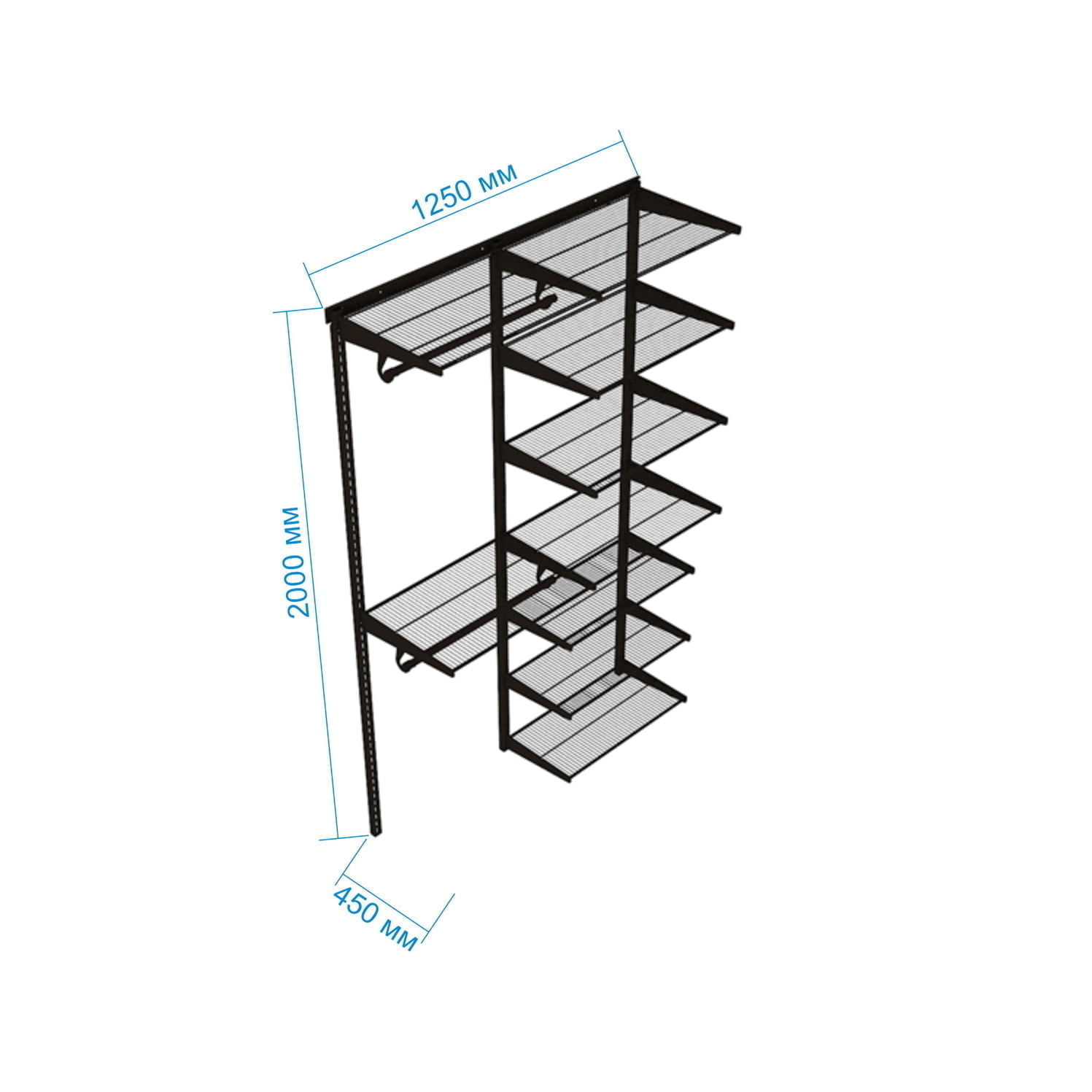 Гардеробная система №12 в сером цвете — выразительная структура для современного ритма жизни