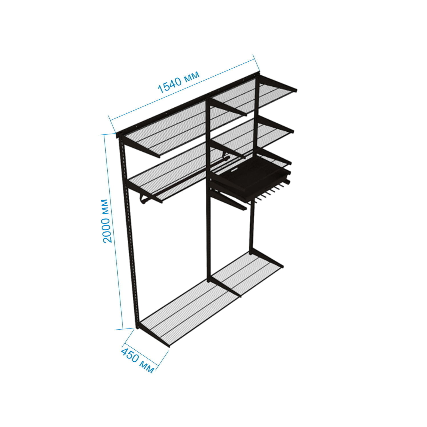 Гардеробная система №13 в сером — решение, подчеркивающее аккуратность и практичность