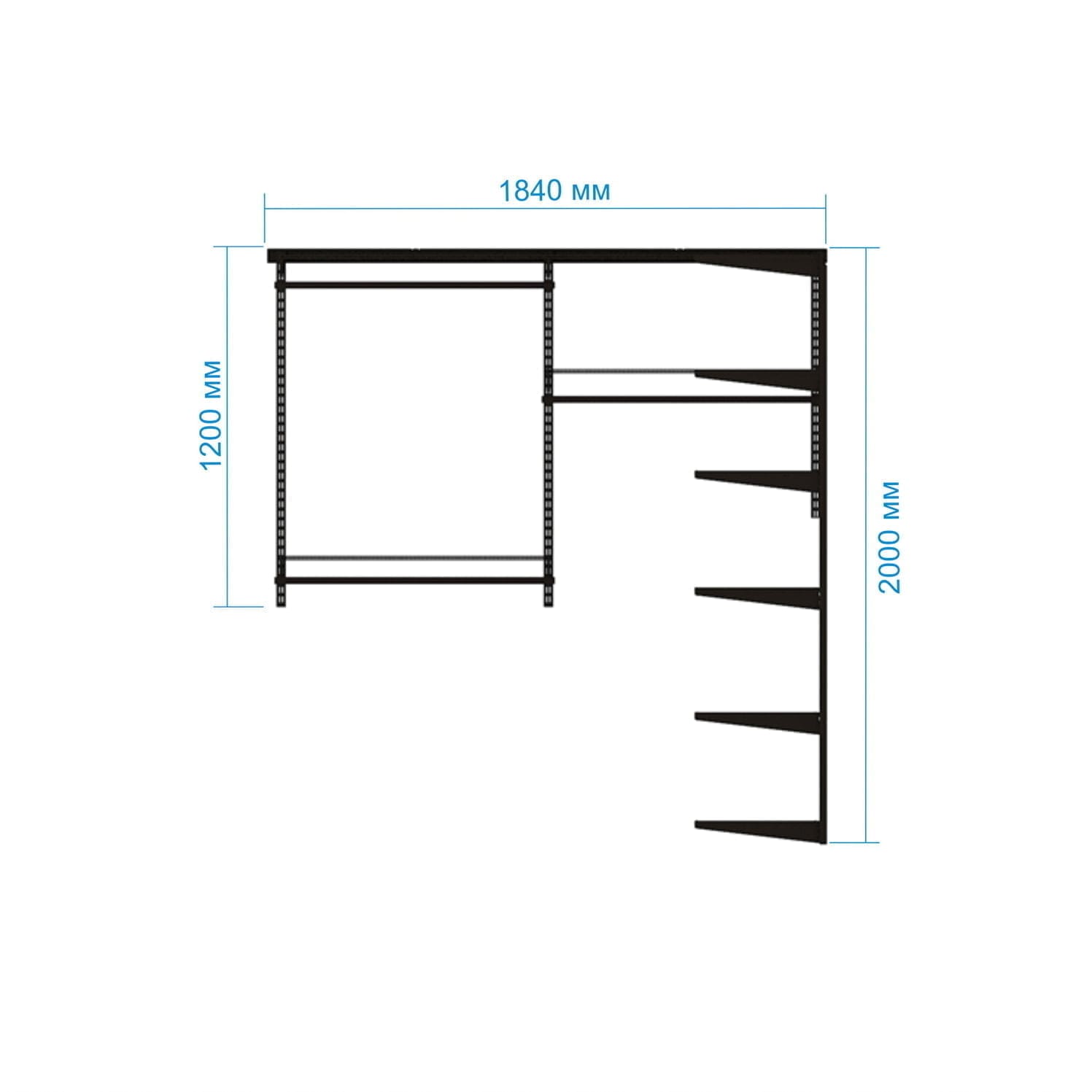Гардеробная система №15 в сером цвете — уверенный минимализм с акцентом на функциональность