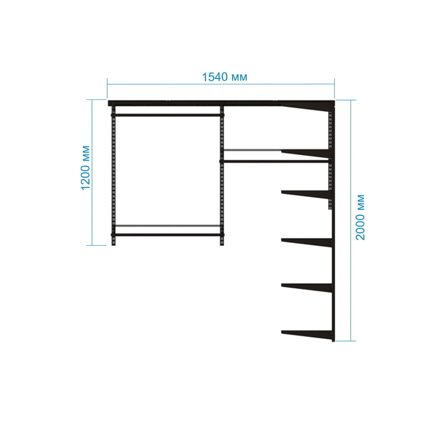 Гардеробная система №16 — белый вариант, который визуально расширяет пространство
