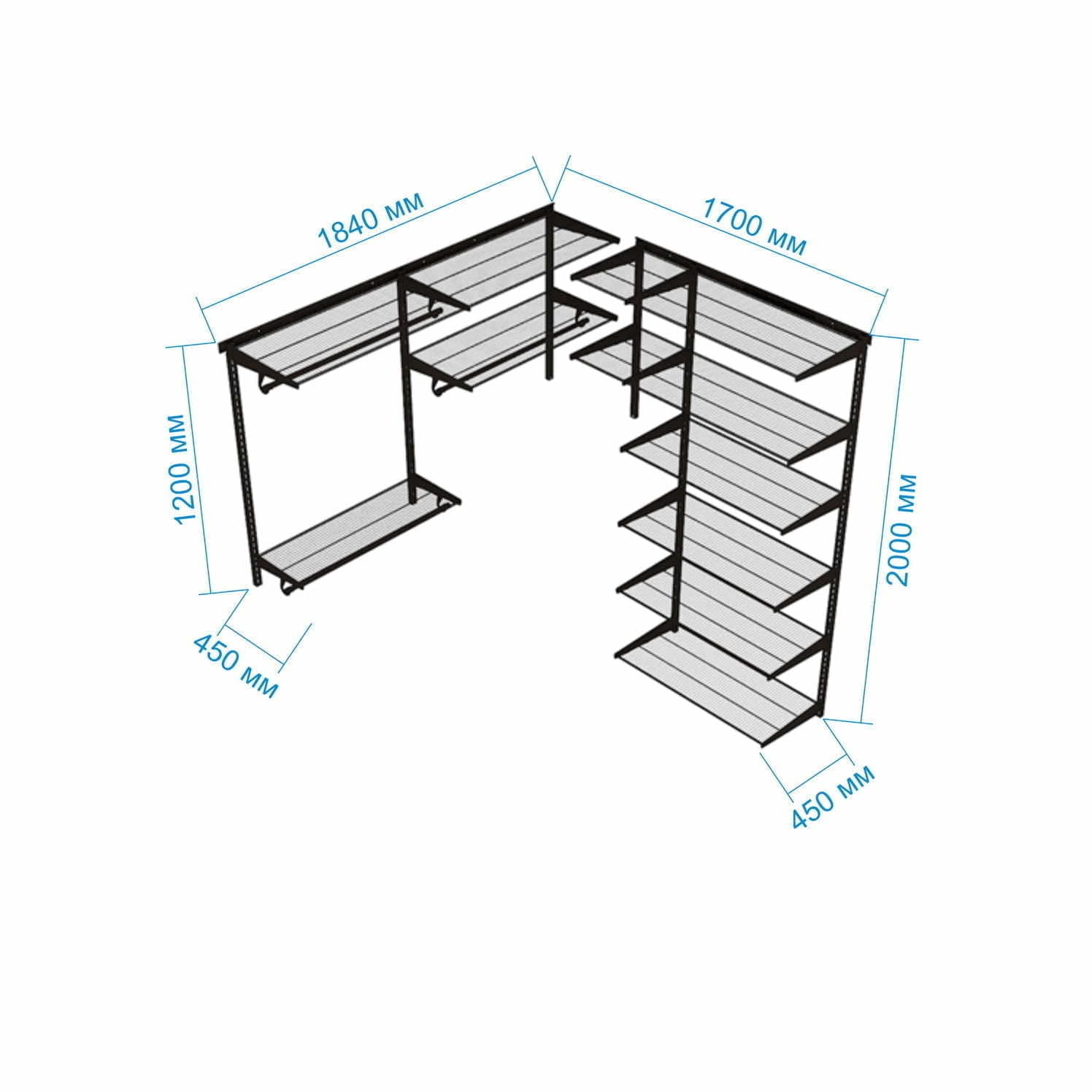 Гардеробная система №16 — белый вариант, который визуально расширяет пространство