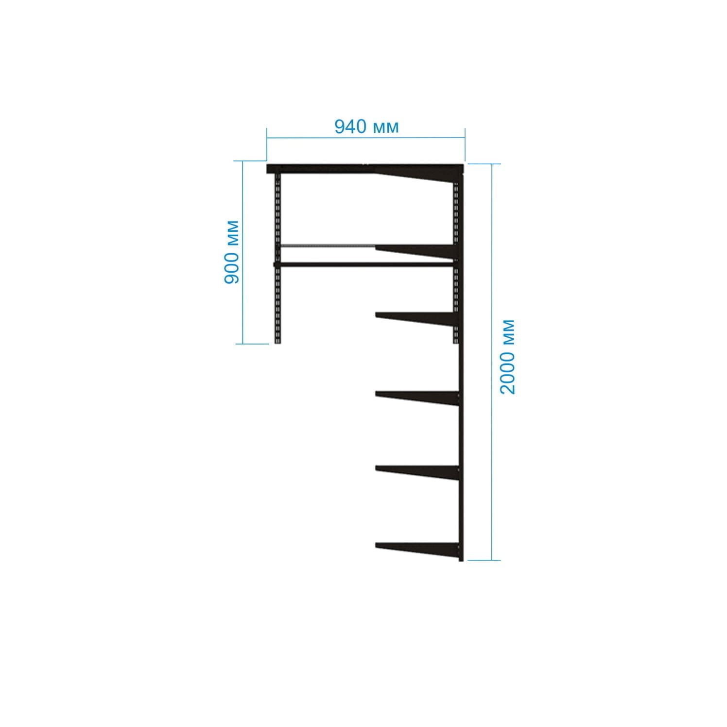 Гардеробная система №17 в сером — строгий, гармоничный набор секций
