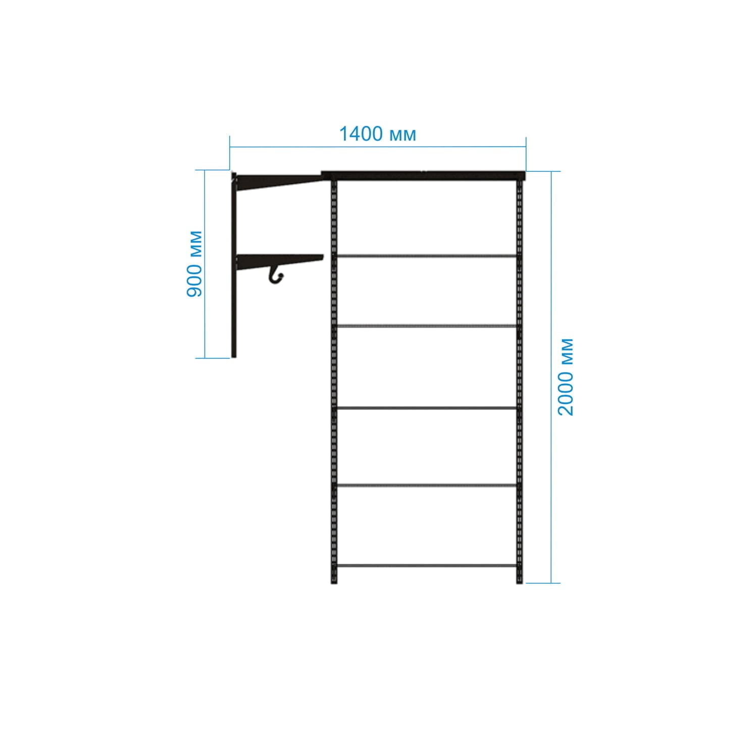 Гардеробная система №17 в сером — строгий, гармоничный набор секций