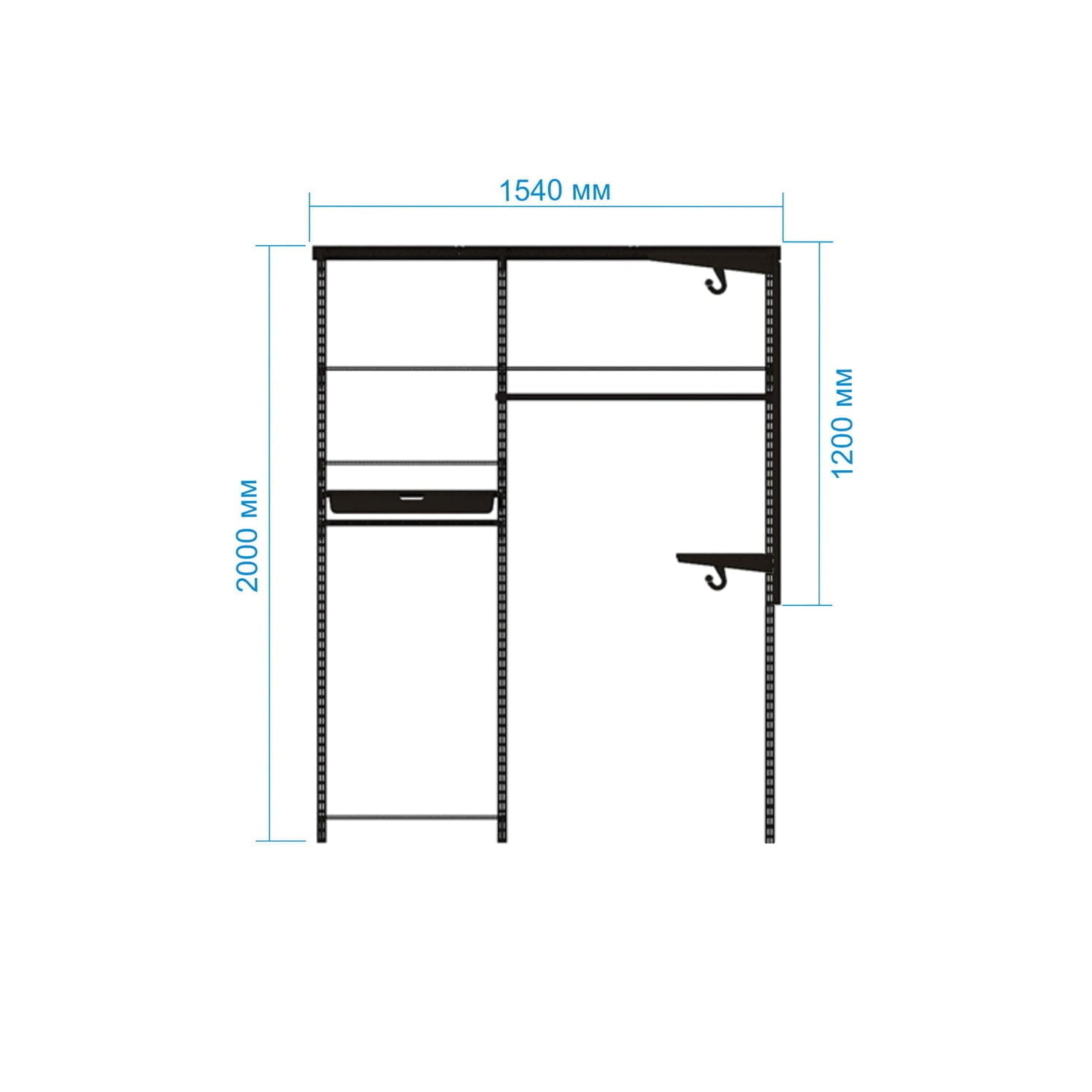 Гардеробная система №19 в сером — мягкая визуальная подача и продуманные секции