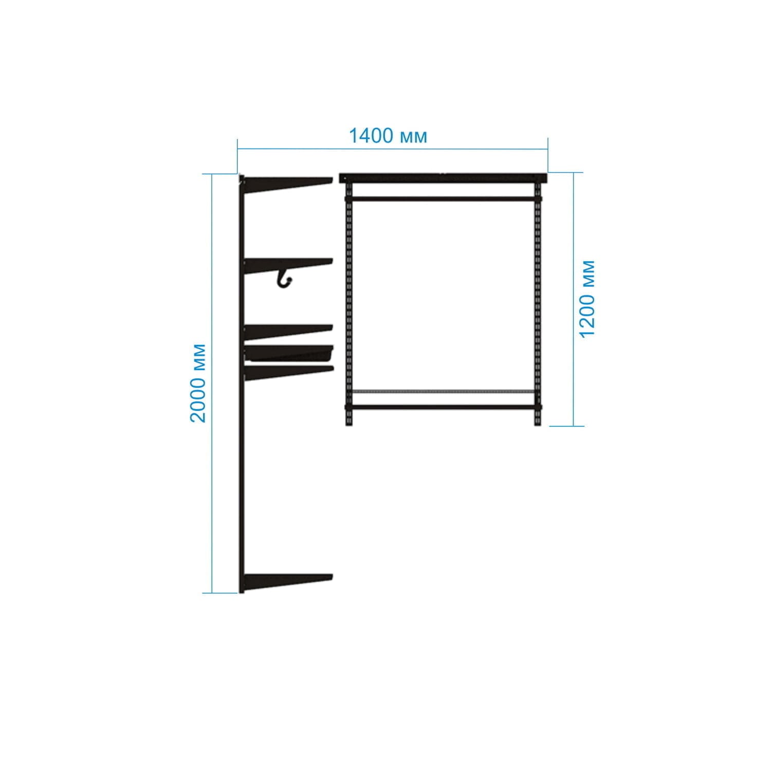 Гардеробная система №19 в сером — мягкая визуальная подача и продуманные секции