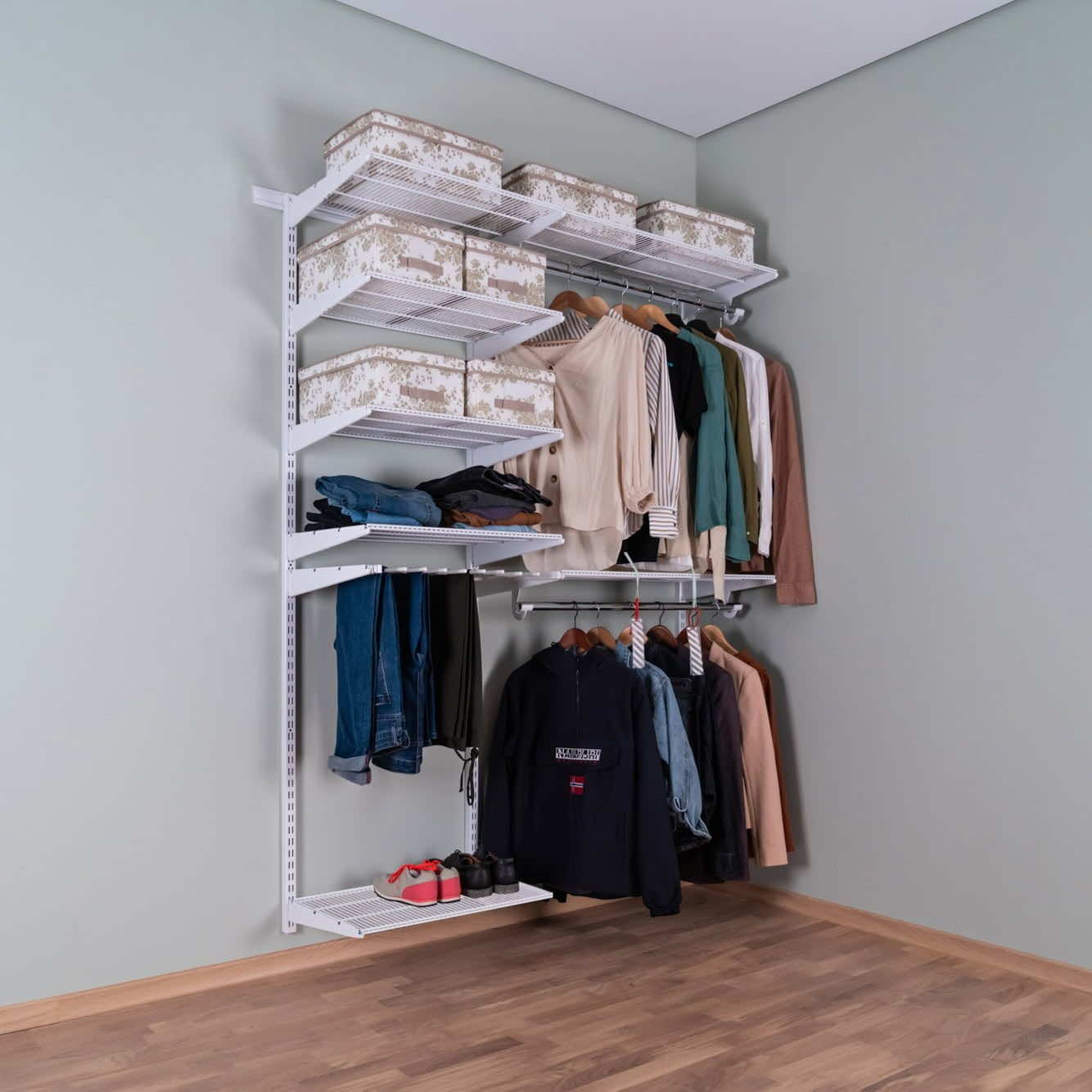 Гардеробная система №1 в белом цвете — готовое стильное решение для продуманного хранения