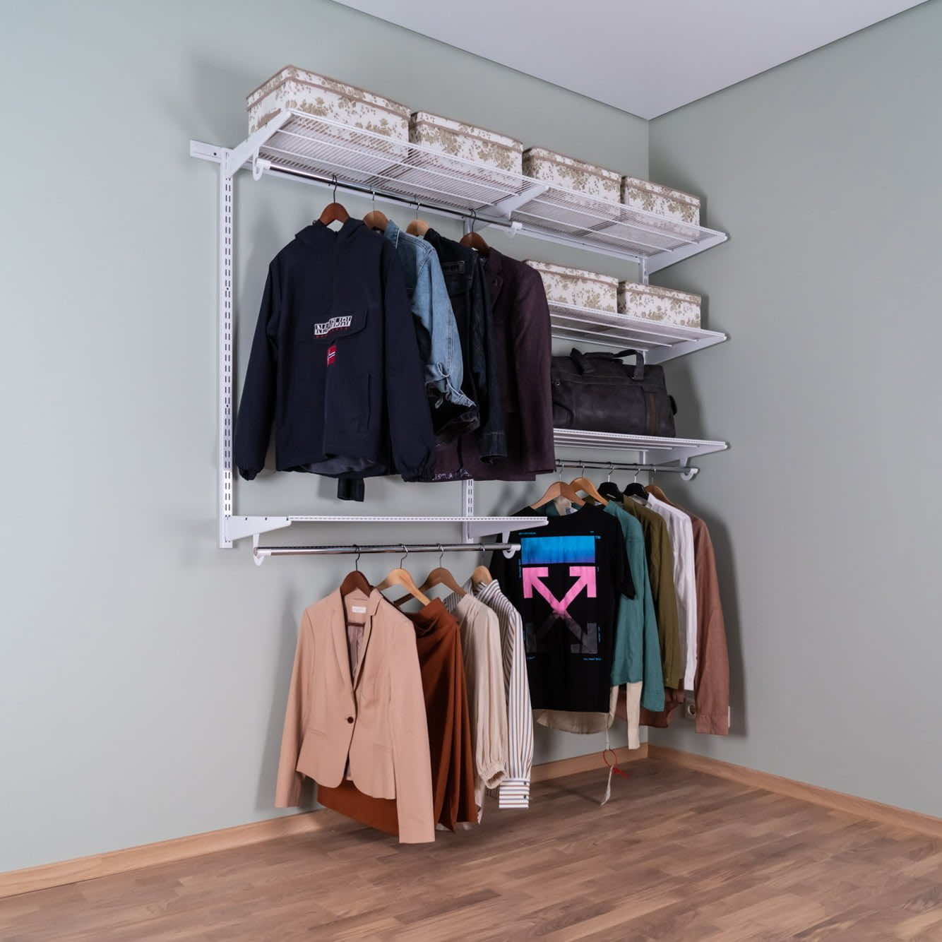 Гардеробная система №5 в белом цвете — продуманная конфигурация для любых сценариев хранения