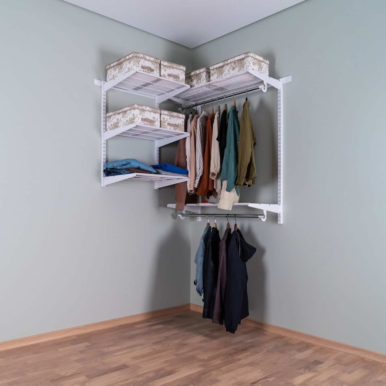Гардеробная система №20 — белое решение для чёткой организации пространства