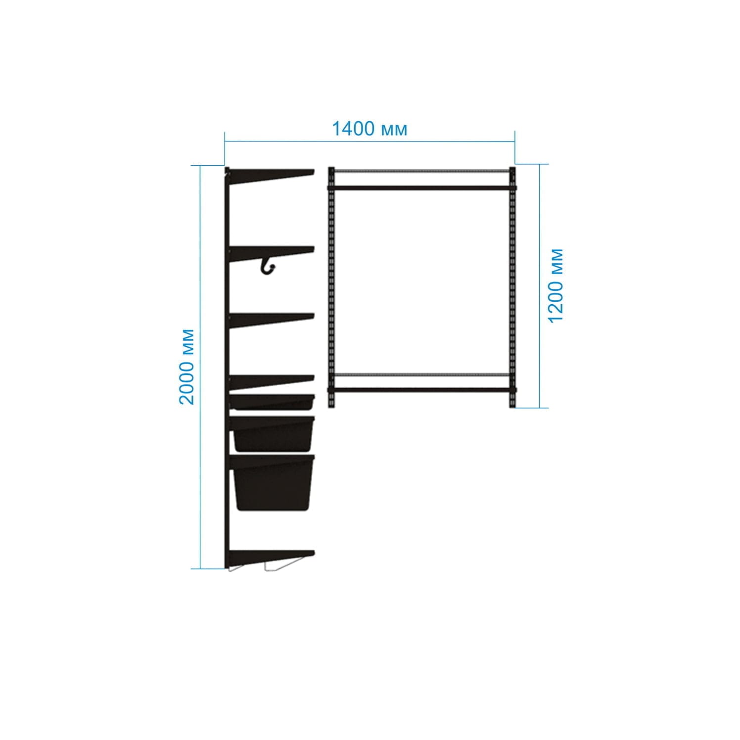 Гардеробная система №22 в сером цвете — современное решение хранения для прихожей