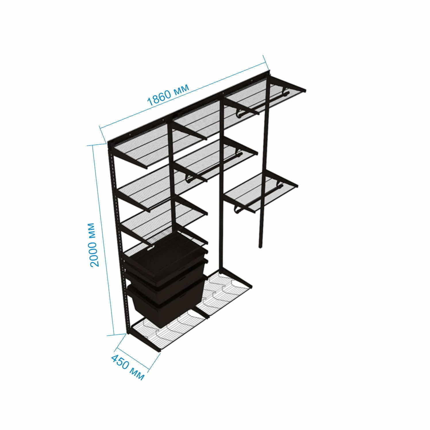 Гардеробная система №23 белая — роскошный комплекс для стильного размещения одежды и обуви