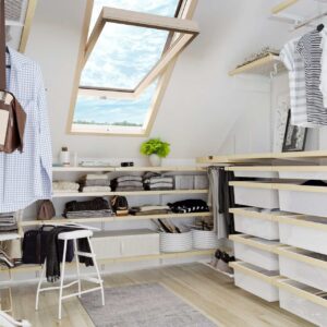Гардеробная система для мансард — компактное решение в скошенном пространстве