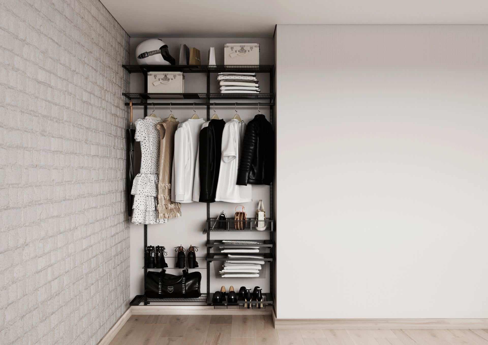 Маленькая гардеробная в нише — практичное размещение вещей в ограниченной зоне