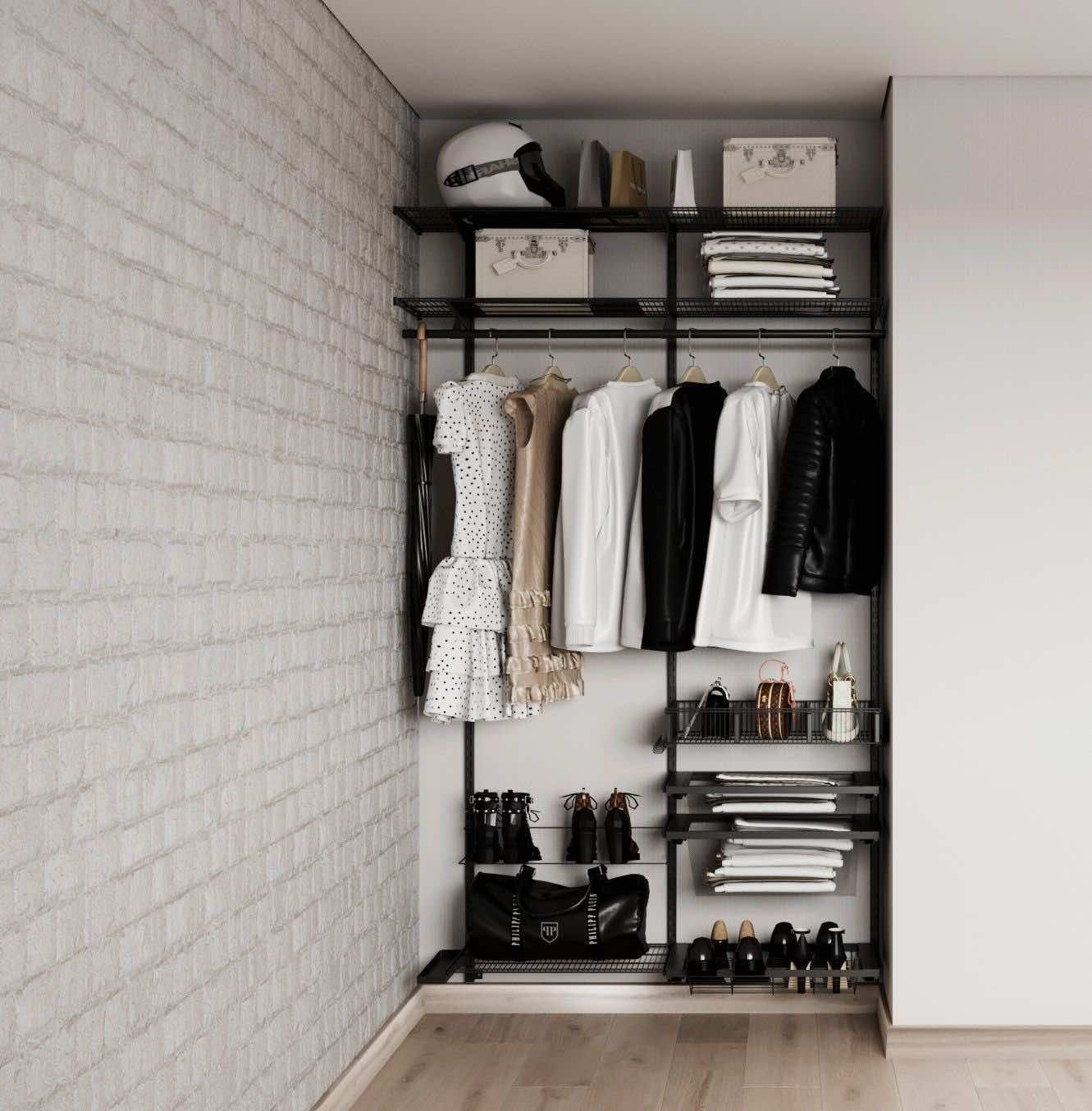 Маленькая гардеробная в нише — практичное размещение вещей в ограниченной зоне