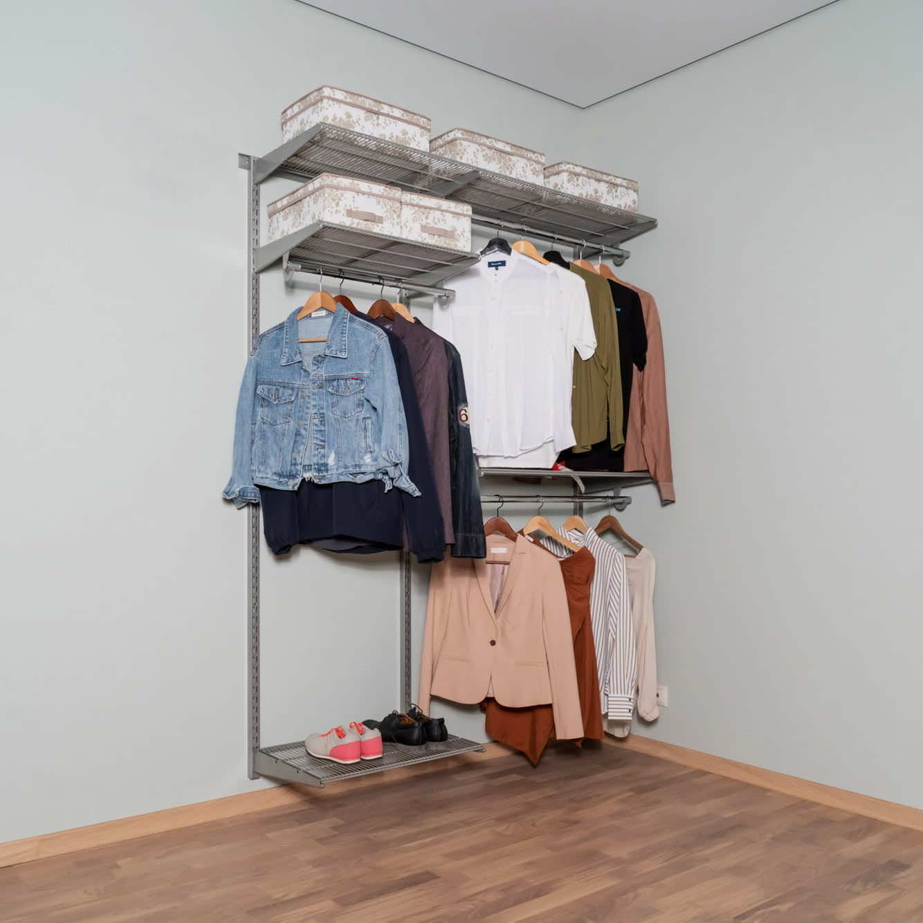 Гардеробная система №3 в сером цвете — сочетание стиля и функциональности в одном модуле