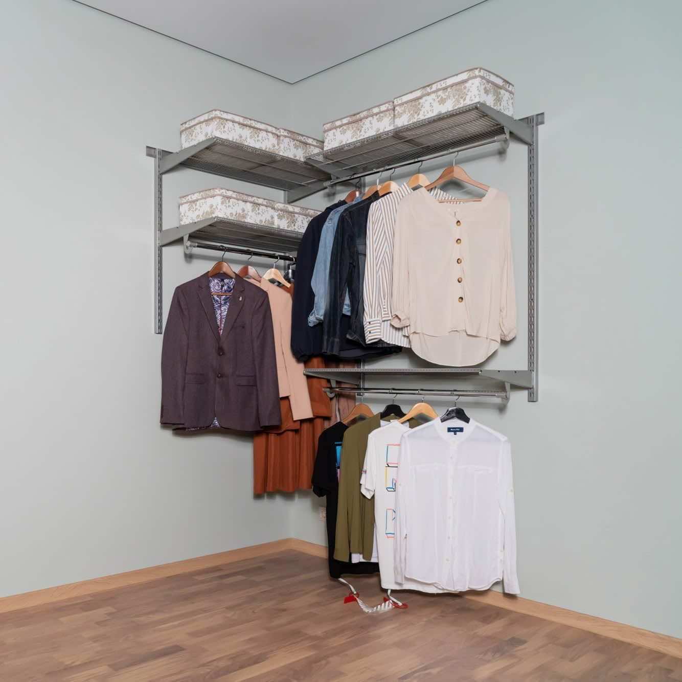 Гардеробная система №18 в сером цвете — практичный модуль с ровной структурой