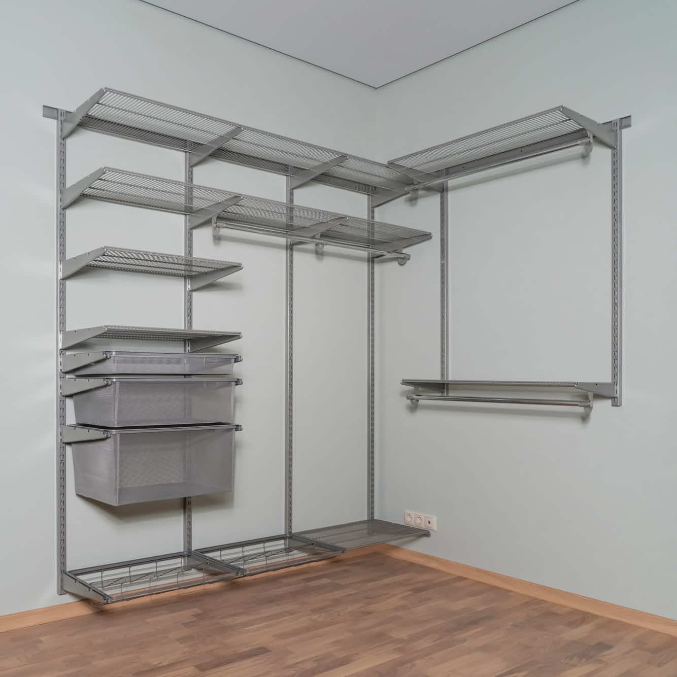 Гардеробная система №22 в сером цвете — современное решение хранения для прихожей