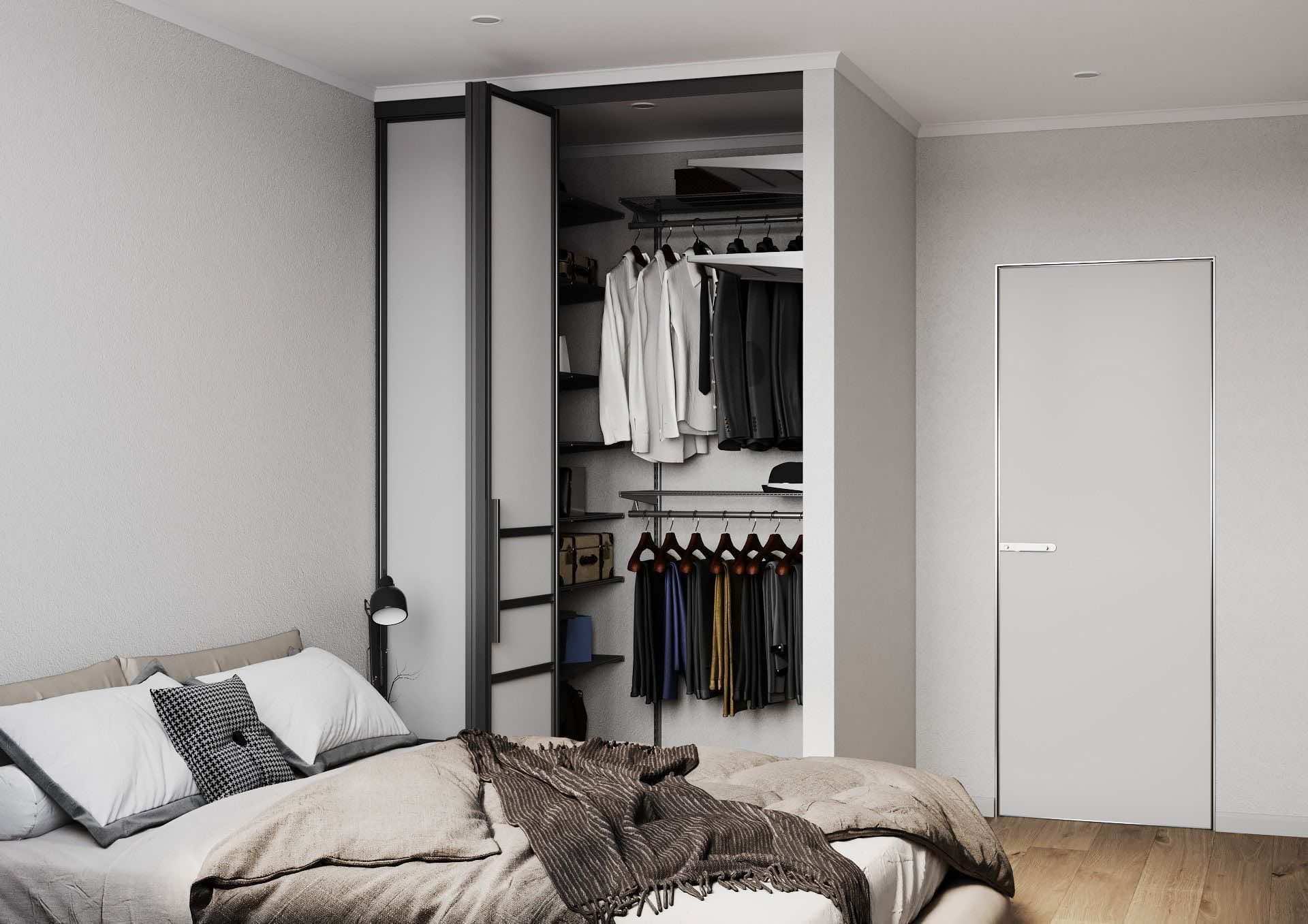 Гардеробная система со складными дверями — удобный доступ к вещам при экономии пространства