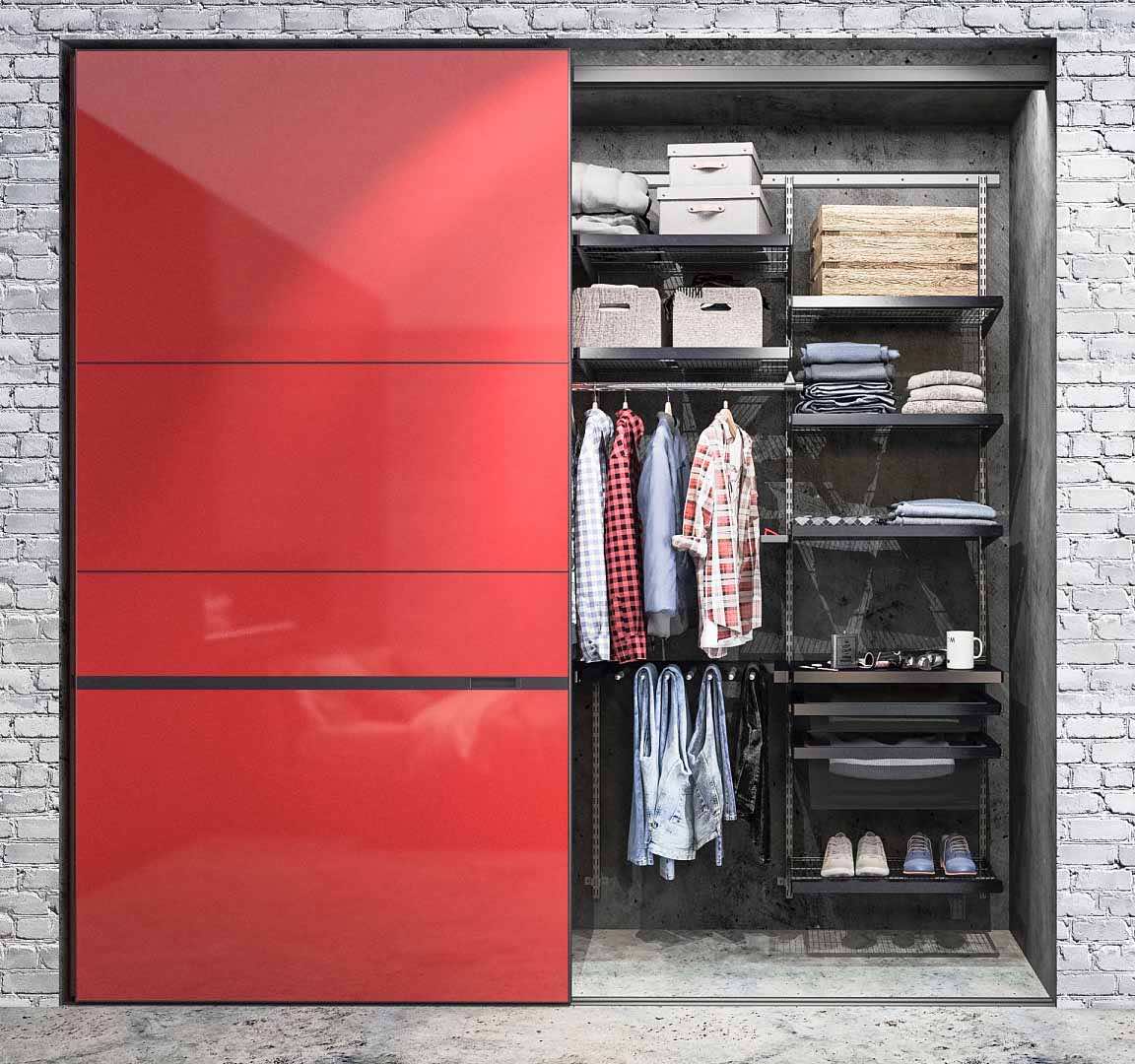 Чёрная гардеробная ARISTO с дверями NOVA — минималистичная система для спальни