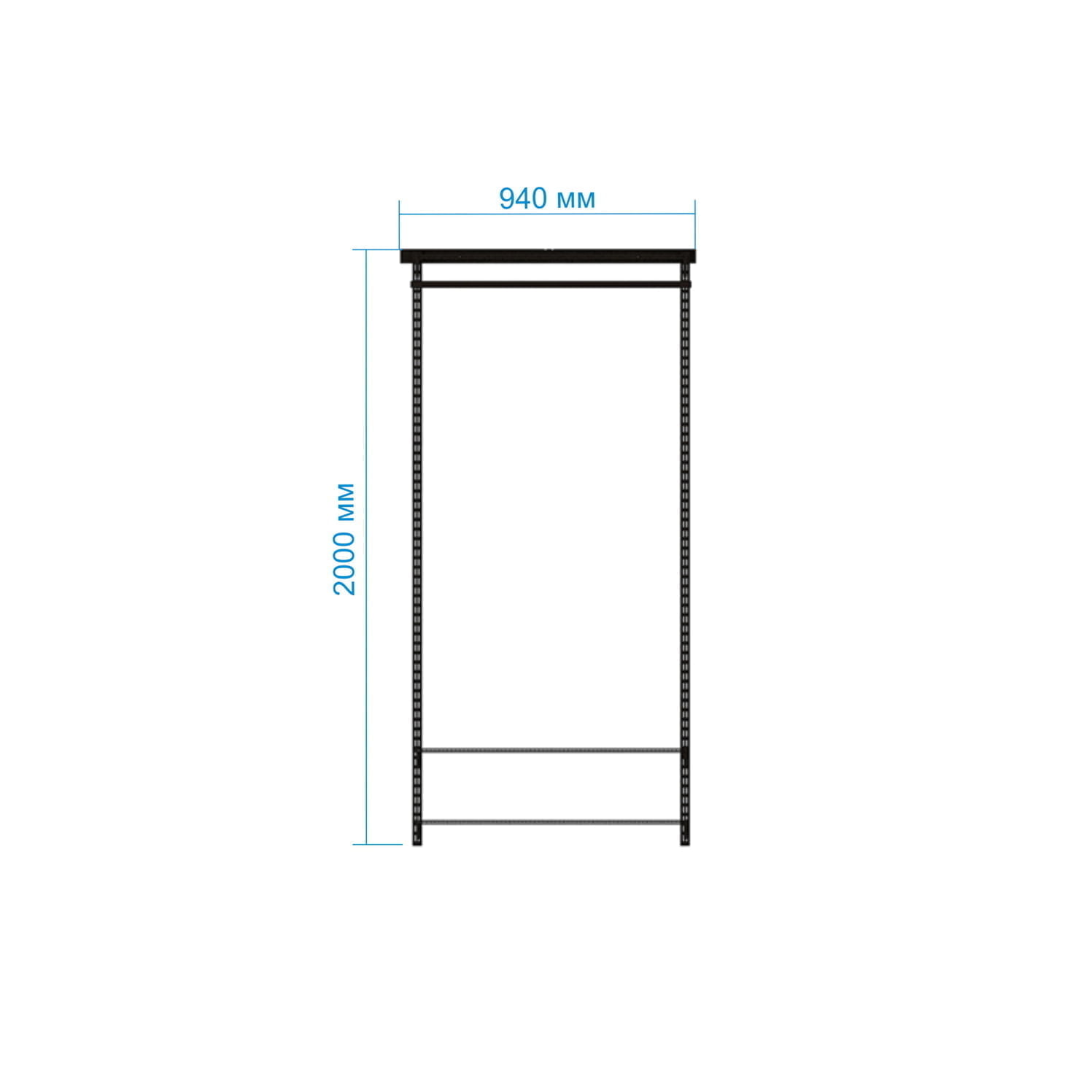 Гардеробная система №4 в серой окрашенной стали — нажим на прочность и визуальную строгість
