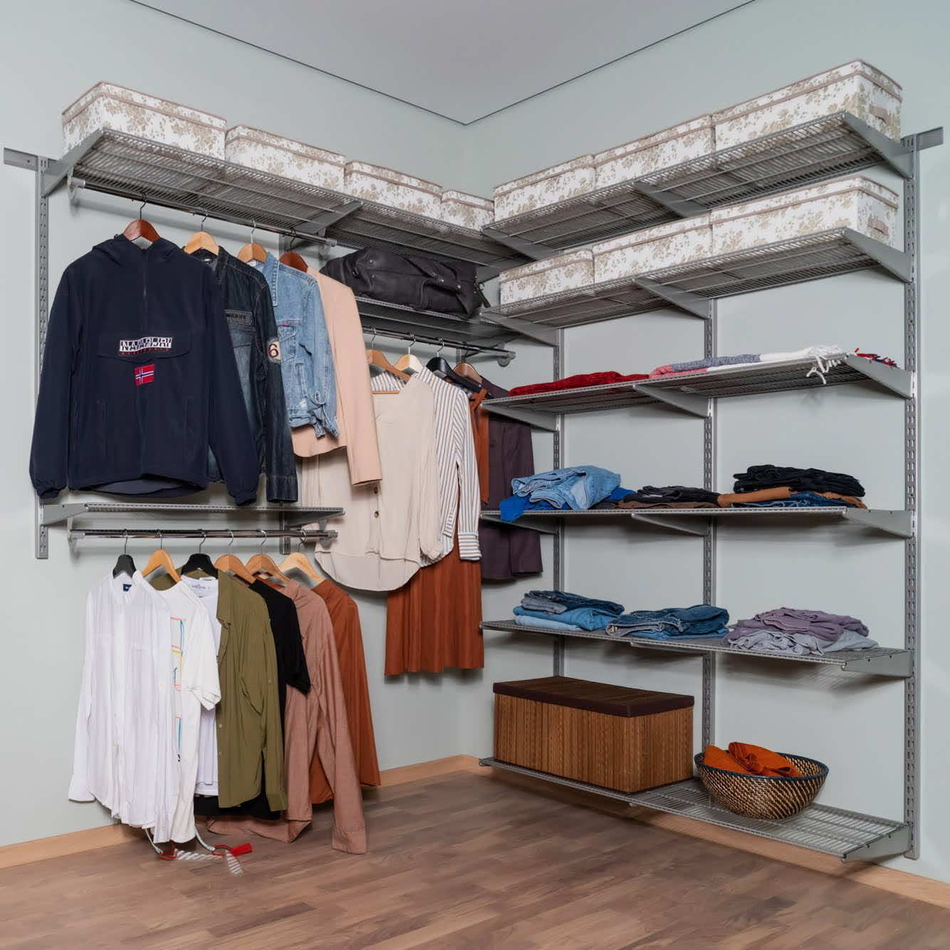 Гардеробная система №15 в сером цвете — уверенный минимализм с акцентом на функциональность