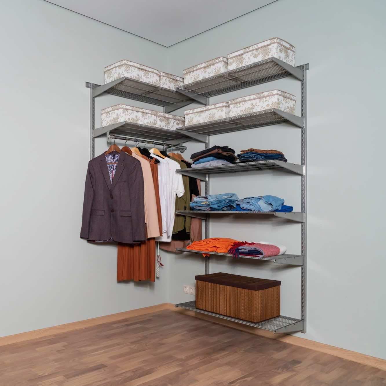 Гардеробная система №17 в сером — строгий, гармоничный набор секций