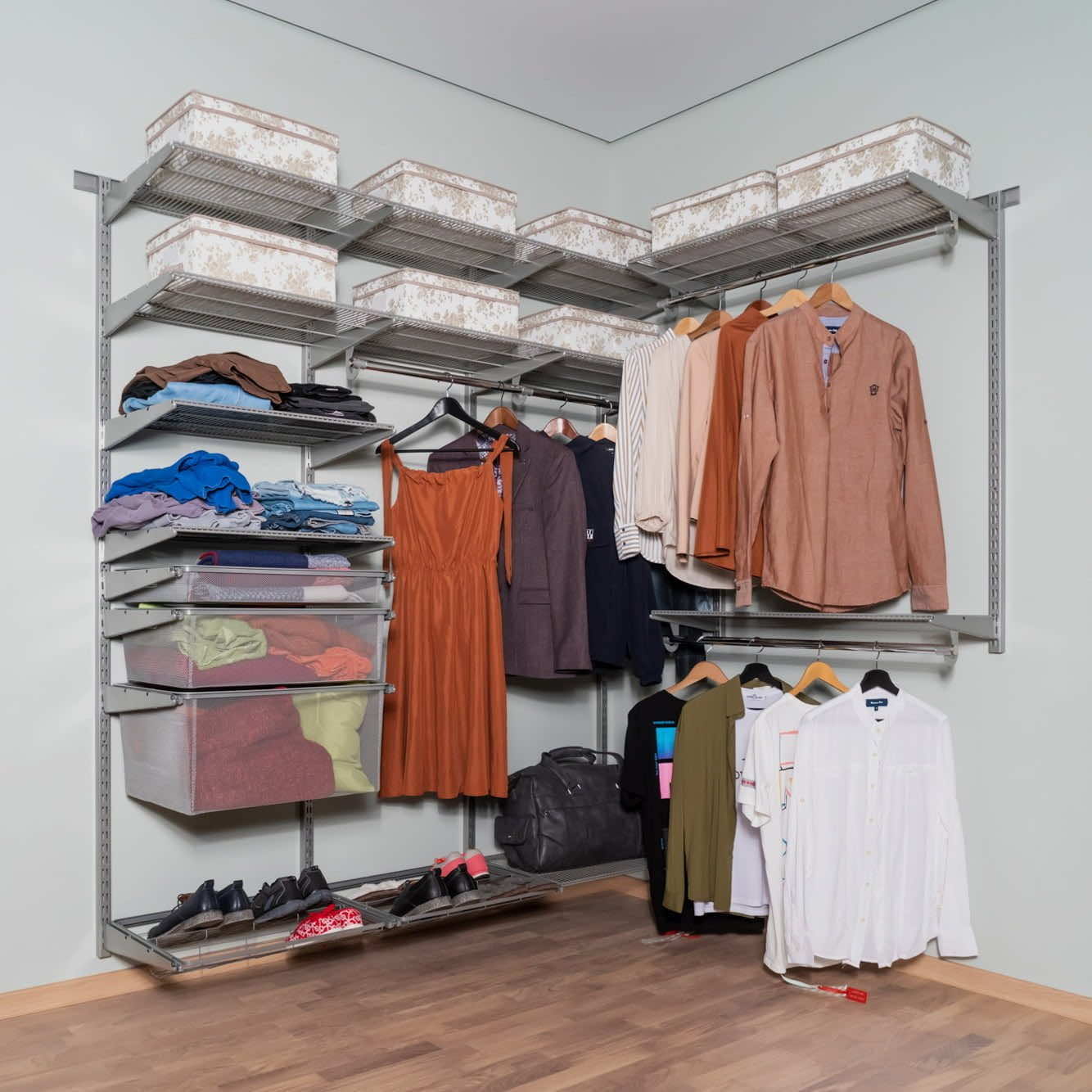 Гардеробная система №22 в сером цвете — современное решение хранения для прихожей