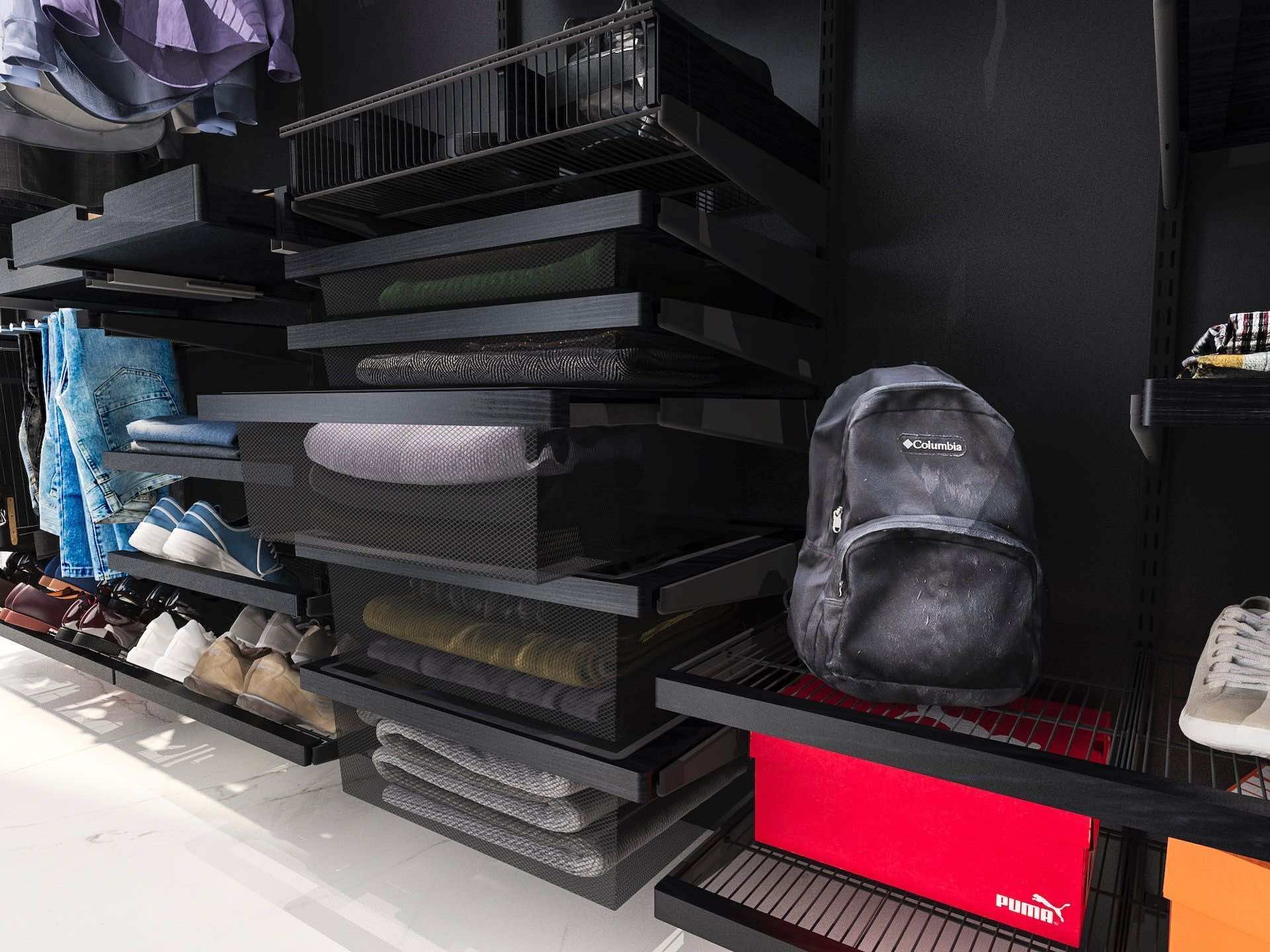 Мужская гардеробная ARISTO — функциональная система хранения в современном стиле