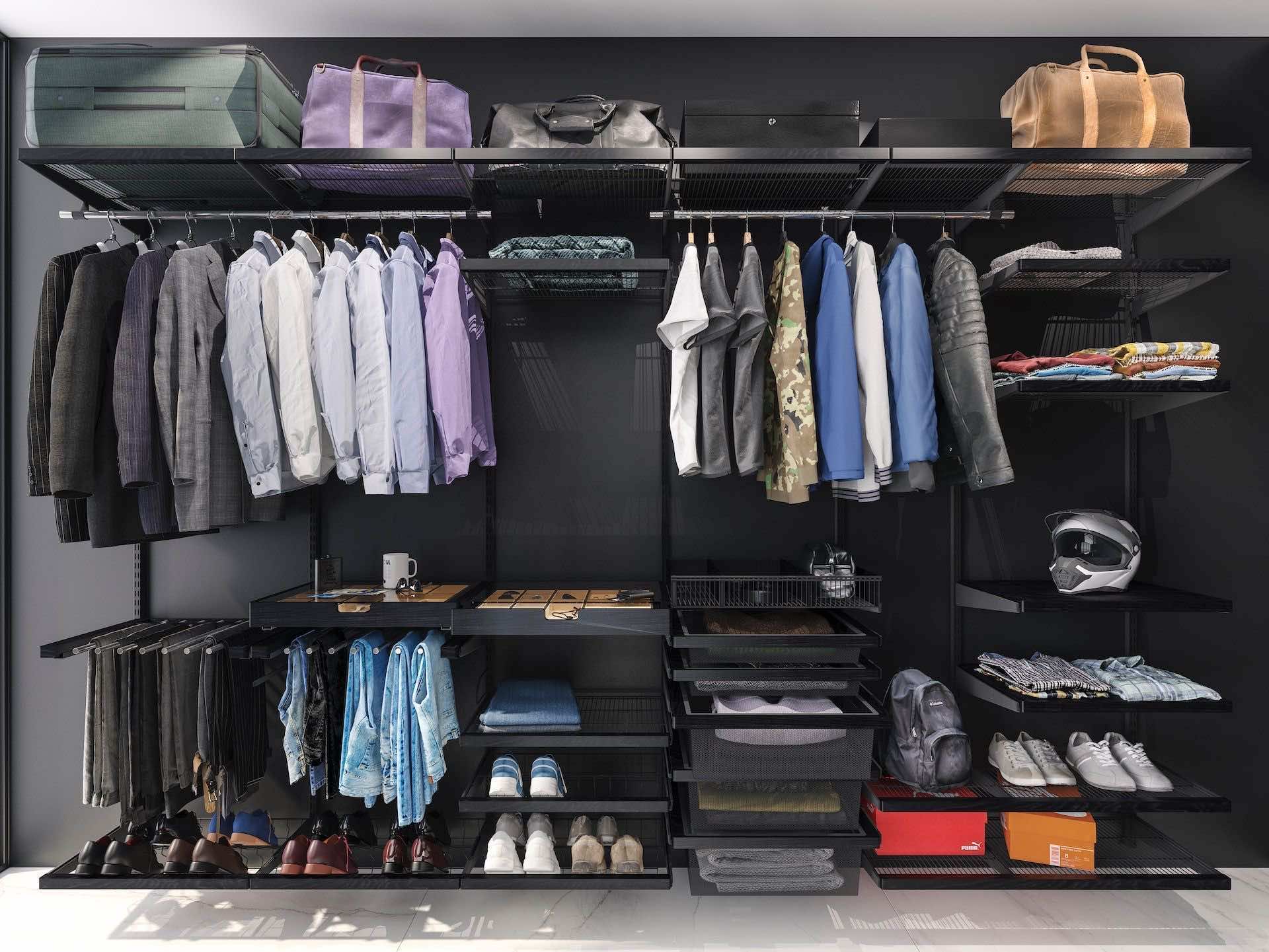 Мужская гардеробная ARISTO — функциональная система хранения в современном стиле