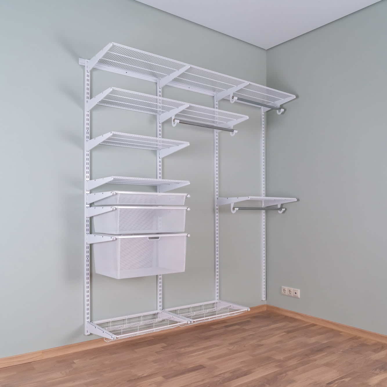 Гардеробная система №23 белая — роскошный комплекс для стильного размещения одежды и обуви