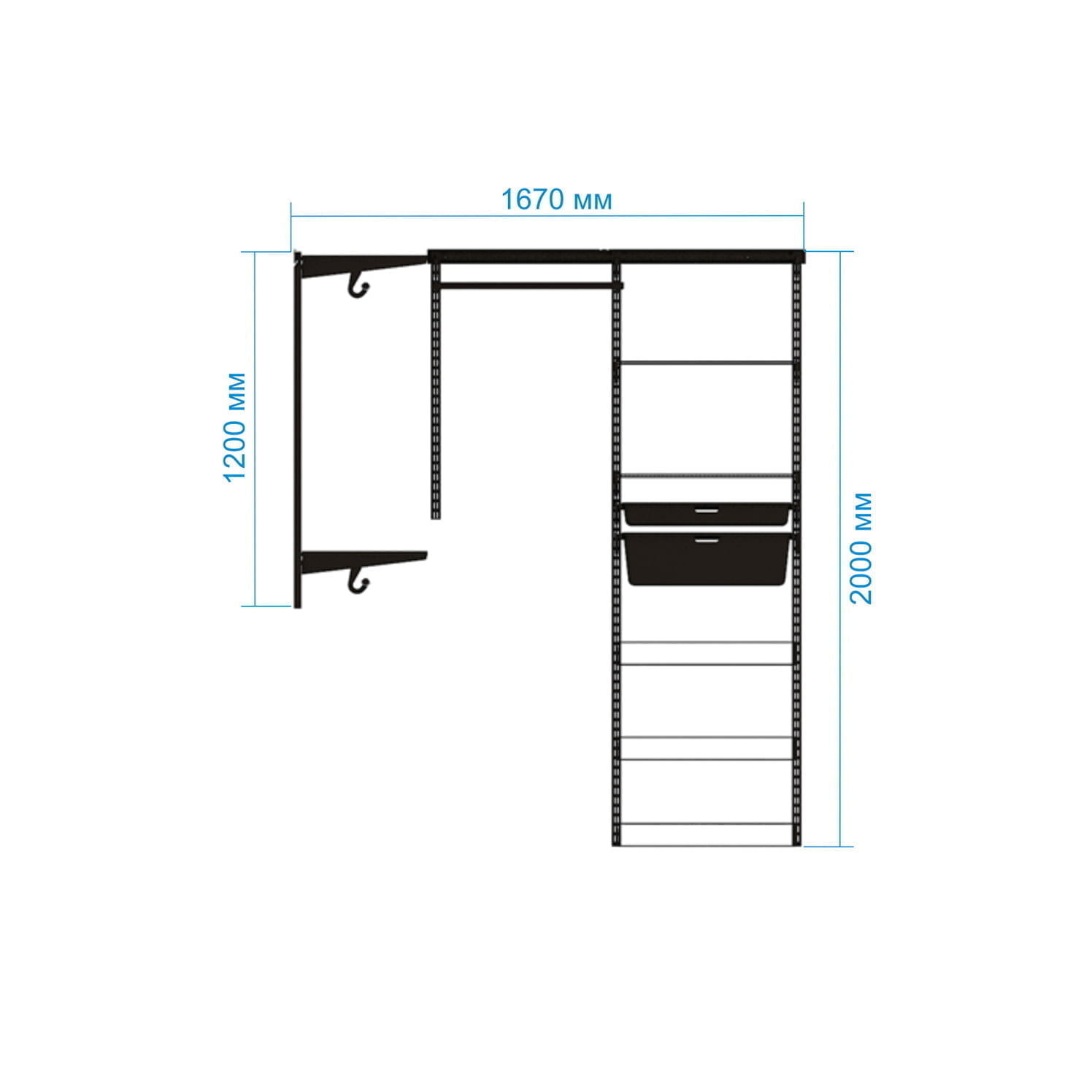 Гардеробная система №8 в сером тоне — нейтральная база для любого интерьера