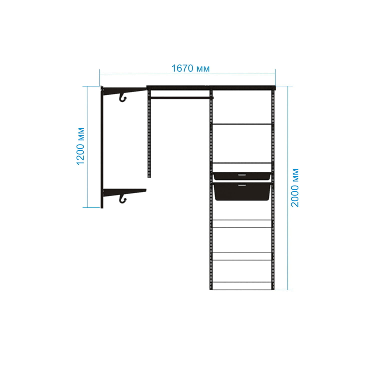 Гардеробная система №8: строгая белая окрашенная сталь, максимальная практичность