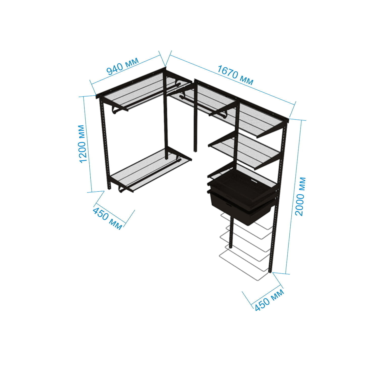 Гардеробная система №8 в сером тоне — нейтральная база для любого интерьера