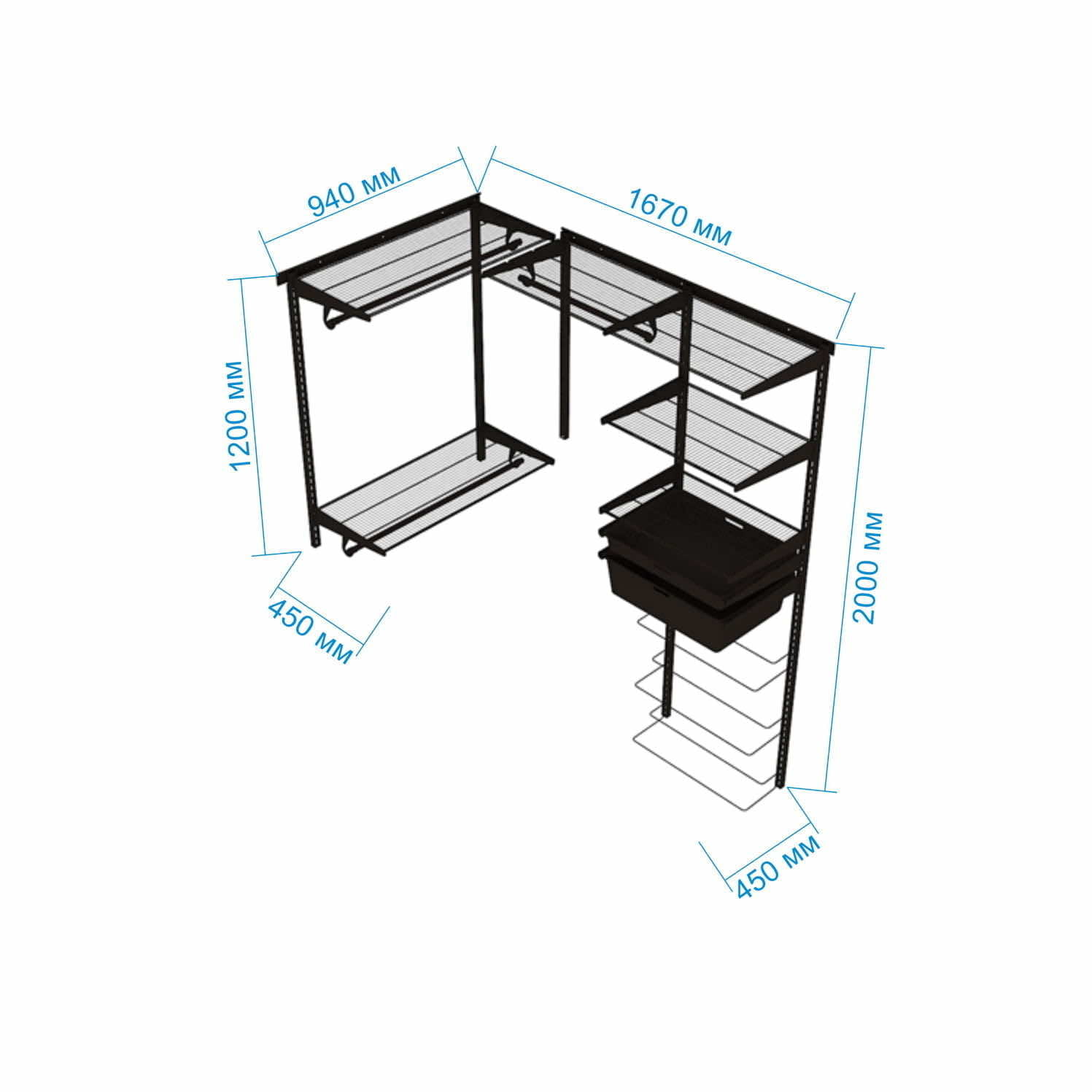 Гардеробная система №8: строгая белая окрашенная сталь, максимальная практичность