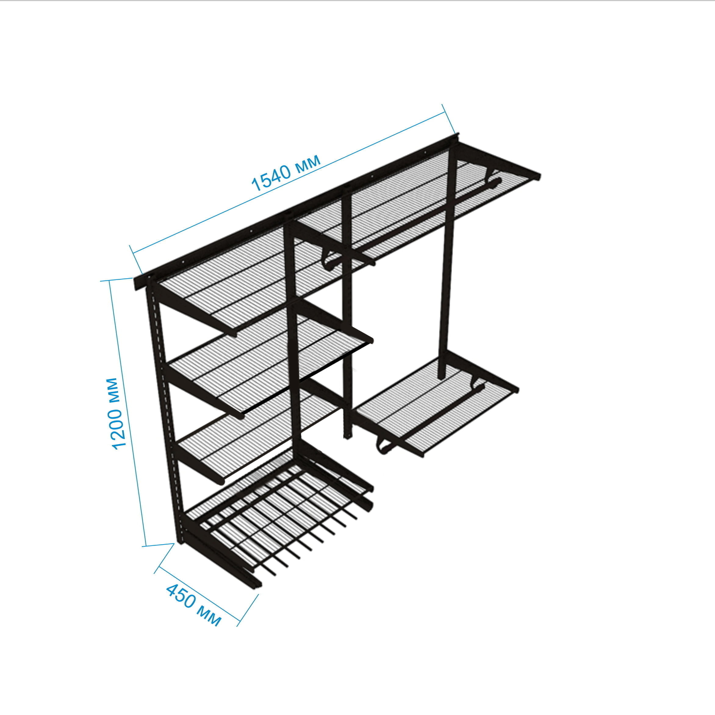 Гардеробная система №9 в сером цвете — чёткая структура и лаконичные линии